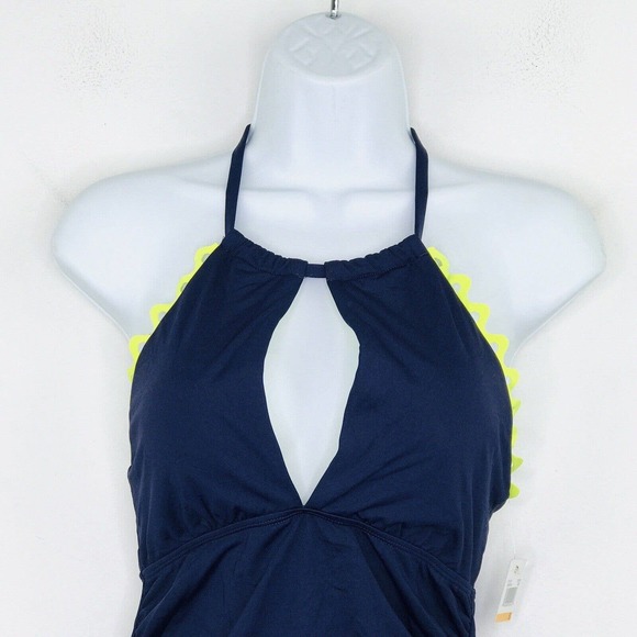 Anne Cole Women's Small Tankini Top Swimwear Ric-Rac Keyhole Navy Blue NWT B24 - Picture 2 of 5